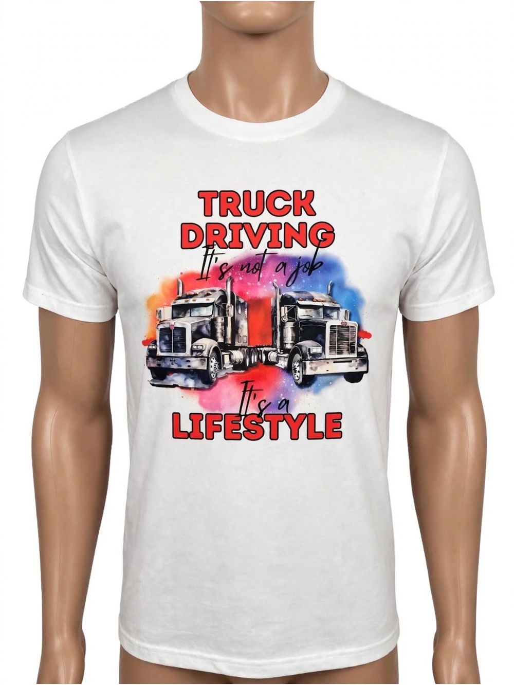 Truck Driving Lifestyle Graphic Tee - White